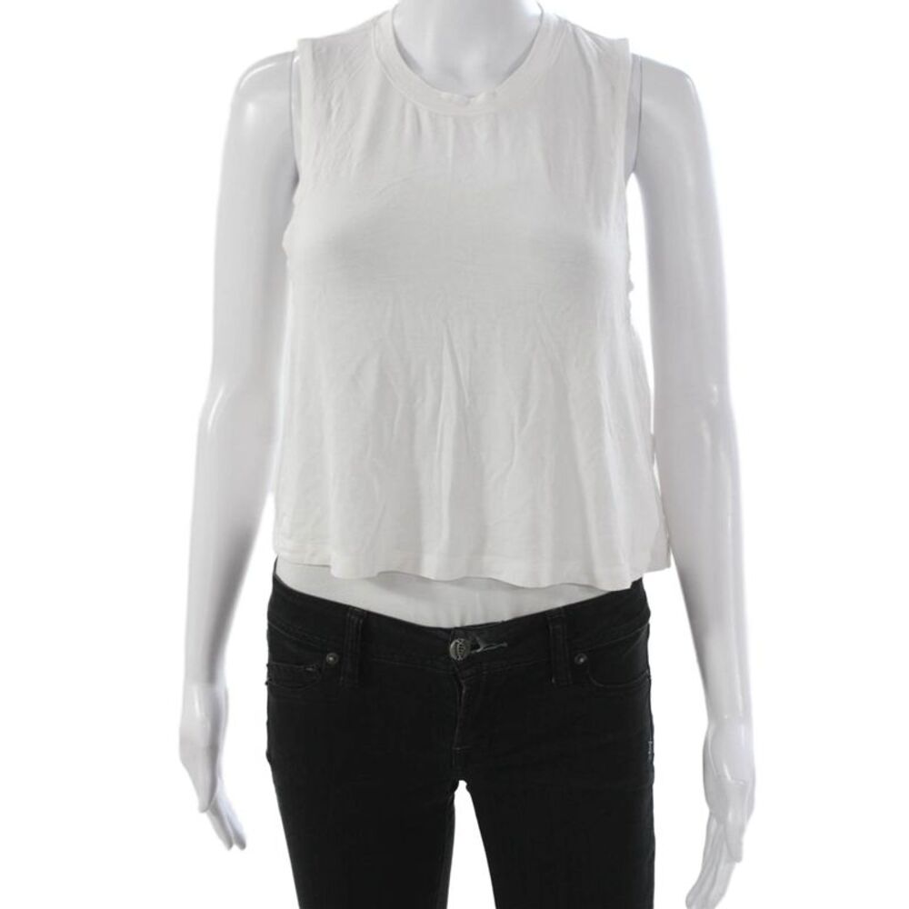 Carbon 38 Womens Cropped White Cotton Sleeveless Tank Round Neck Size S
